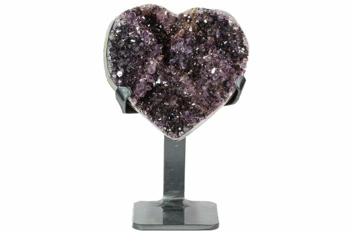 Amethyst Crystal Heart With Metal Stand - Uruguay #101343